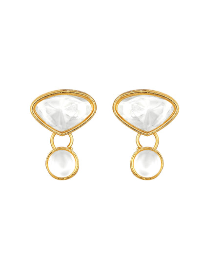 Gold-Plated Artificial Stone Necklace Set With Drop Earring