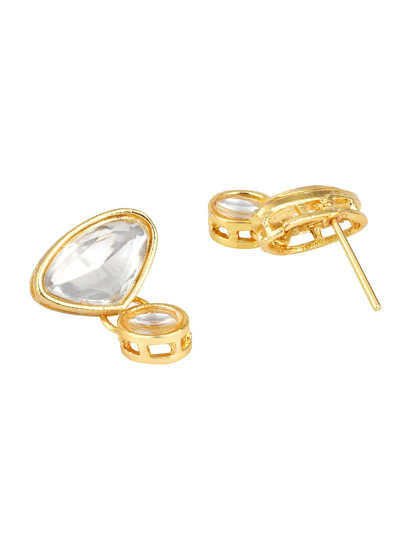 Gold-Plated Artificial Stone Necklace Set With Drop Earring