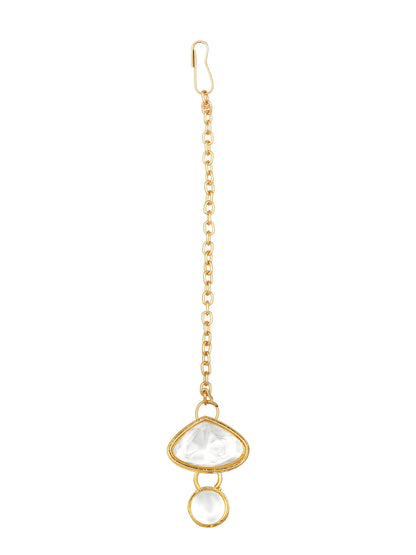 Gold-Plated Artificial Stone Necklace Set With Drop Earring