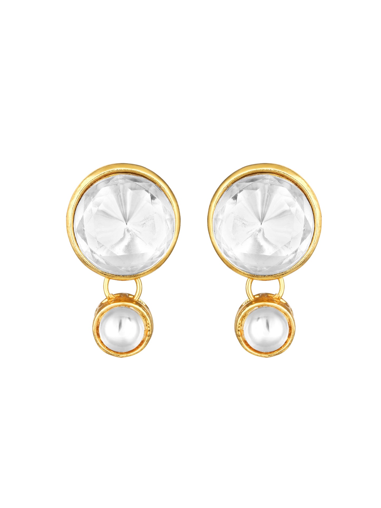 Gold-Plated Artificial Stone Necklace Set With Drop Earring