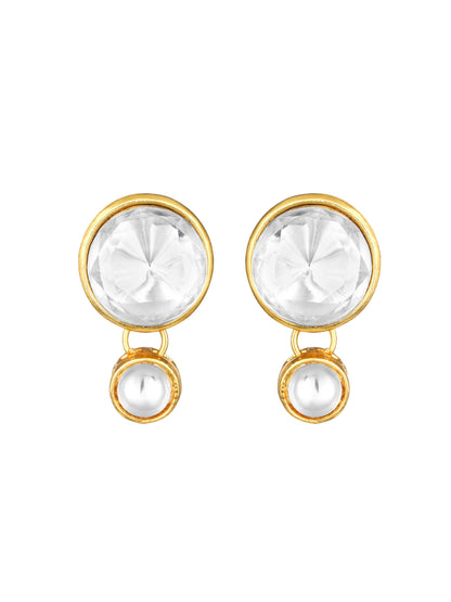 Gold-Plated Artificial Stone Necklace Set With Drop Earring