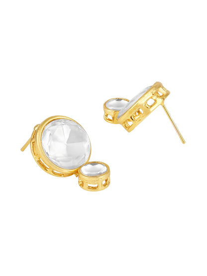 Gold-Plated Artificial Stone Necklace Set With Drop Earring