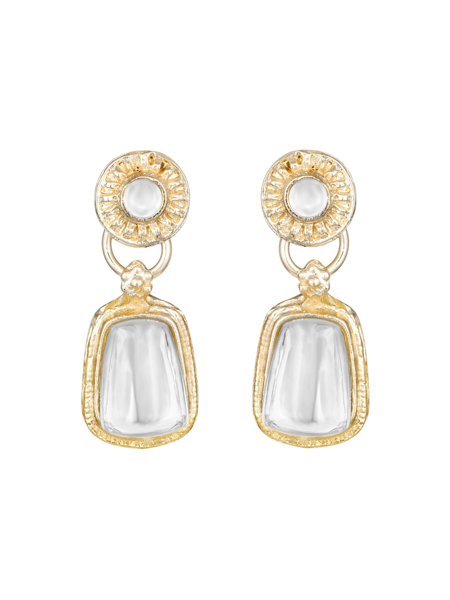 Gold-Plated Americon Diamond Necklace Set With Drop Earring