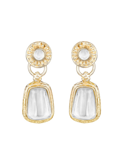 Gold-Plated Americon Diamond Necklace Set With Drop Earring