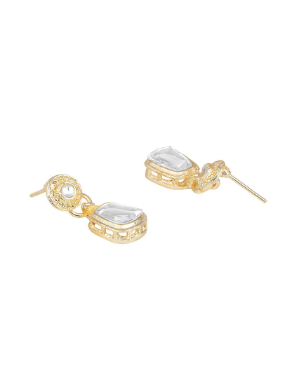 Gold-Plated Americon Diamond Necklace Set With Drop Earring