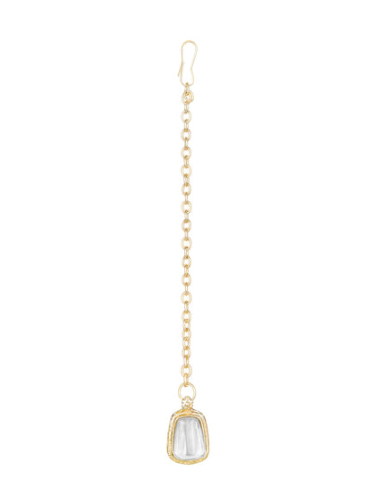 Gold-Plated Americon Diamond Necklace Set With Drop Earring