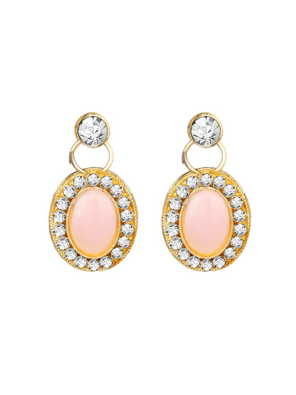 Gold-Plated American Diamonds Pearl  Necklace Set With Drop Earring
