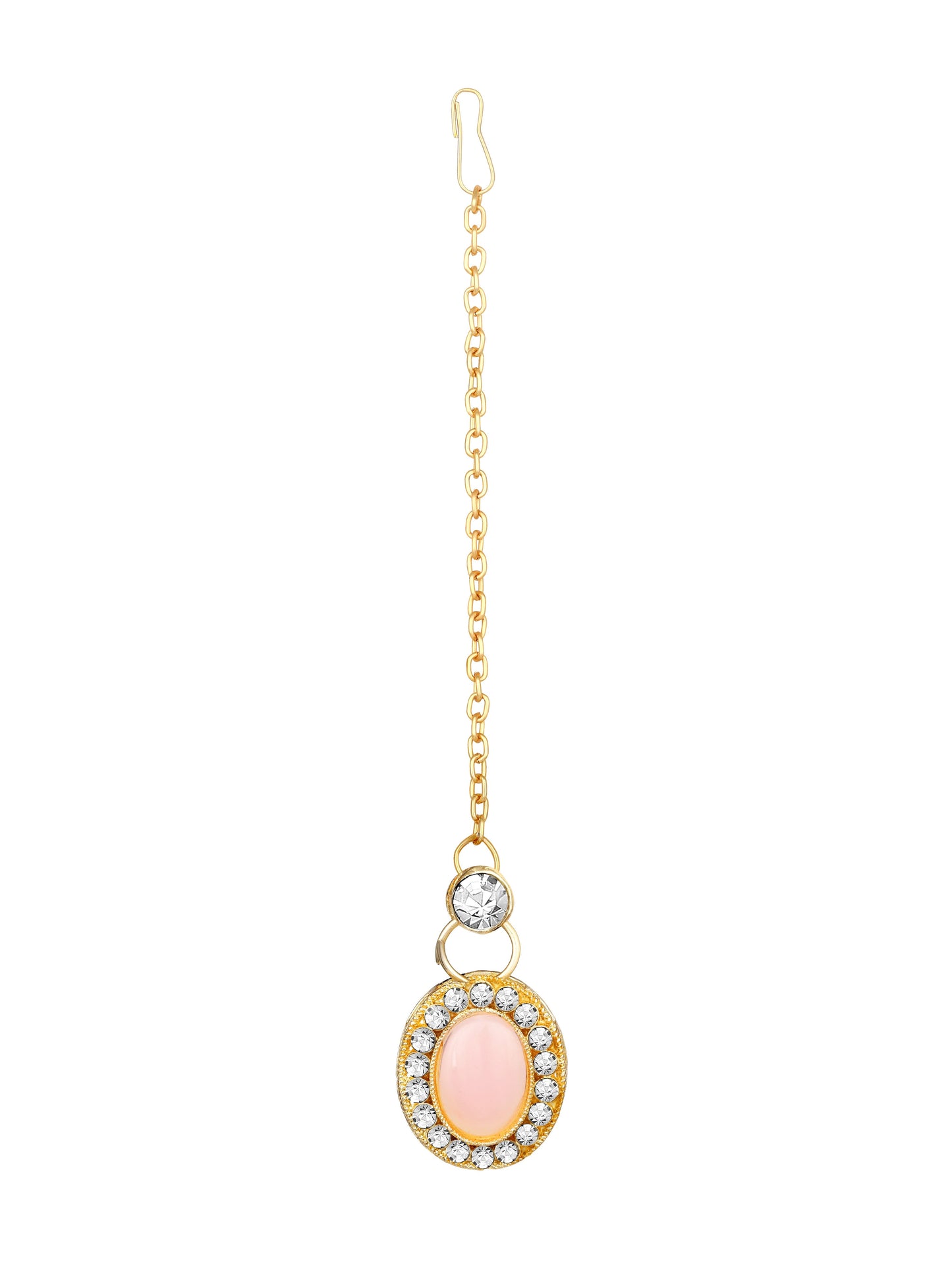 Gold-Plated American Diamonds Pearl  Necklace Set With Drop Earring