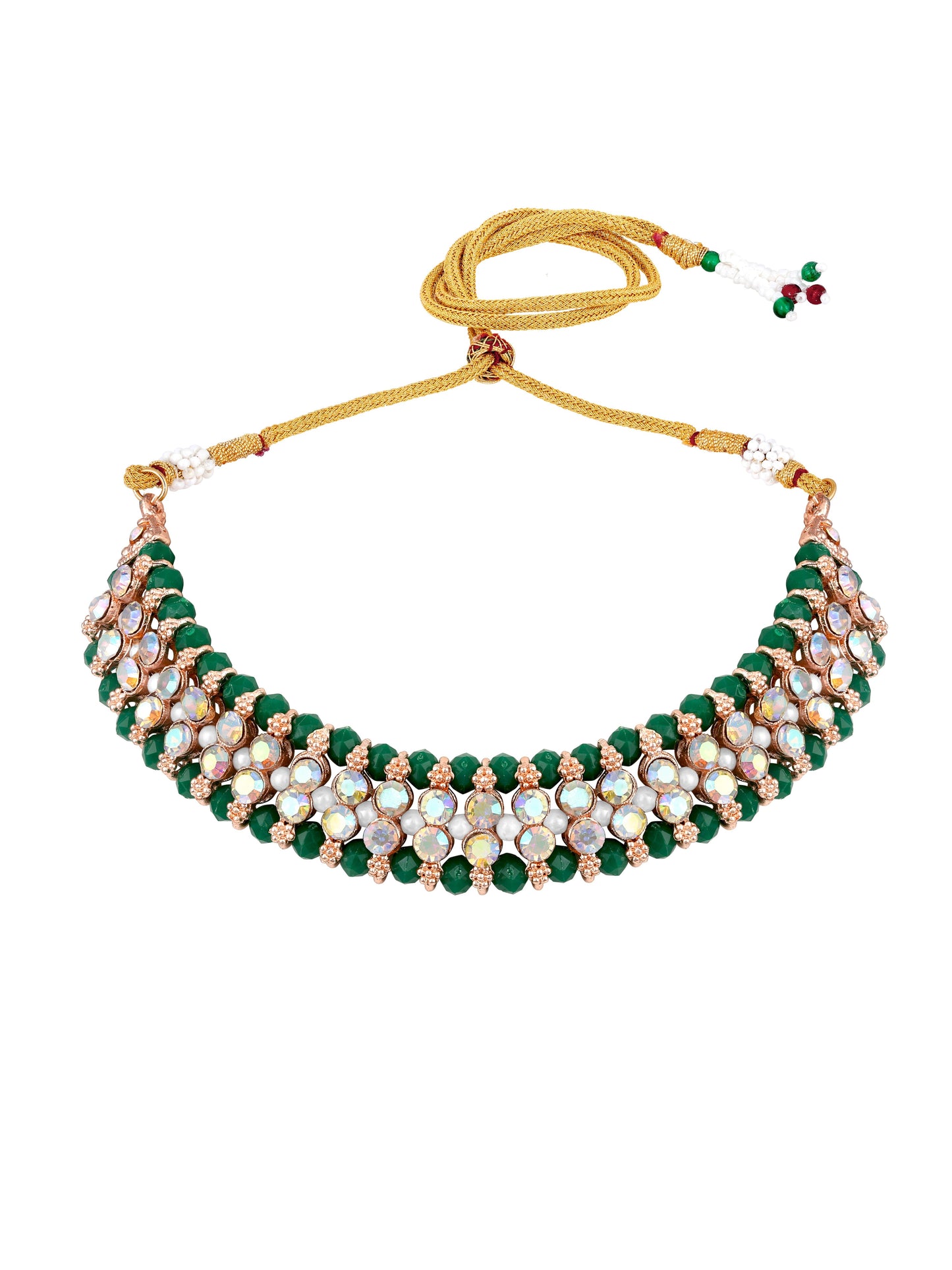 Gold Plating Kundan And Stones Necklace Set With Drop Earring
