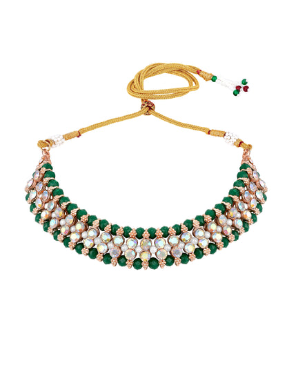 Gold Plating Kundan And Stones Necklace Set With Drop Earring