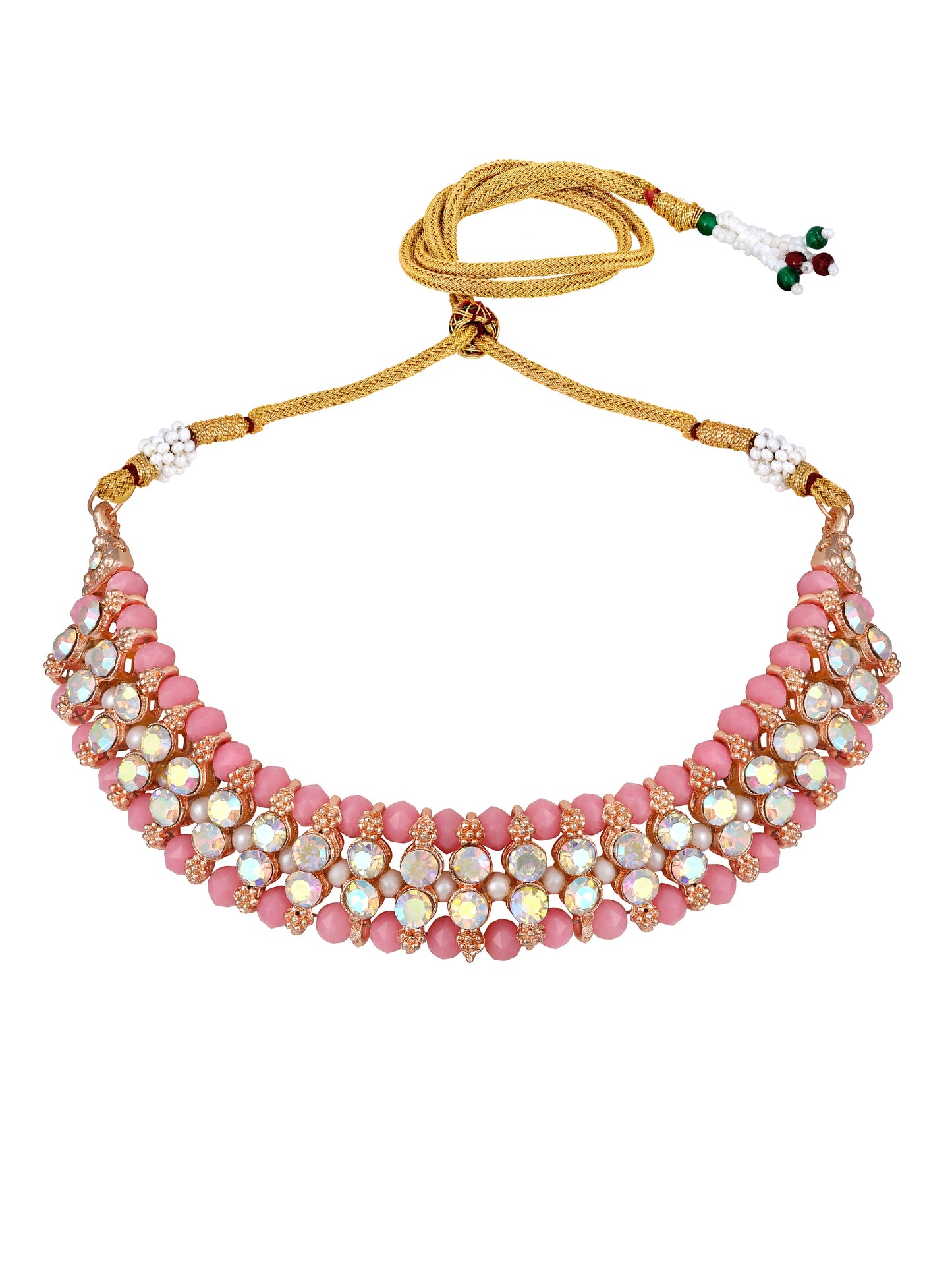 Gold Plating Kundan And Stones Necklace Set With Drop Earring