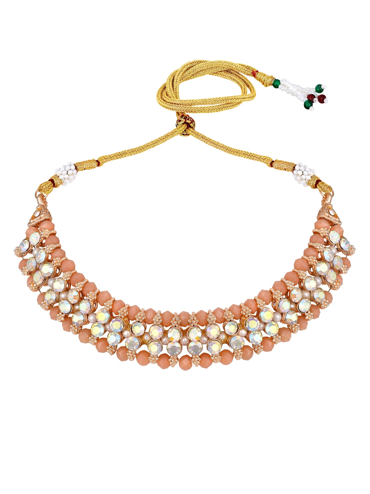 Gold Plating Kundan And Stones Necklace Set With Drop Earring