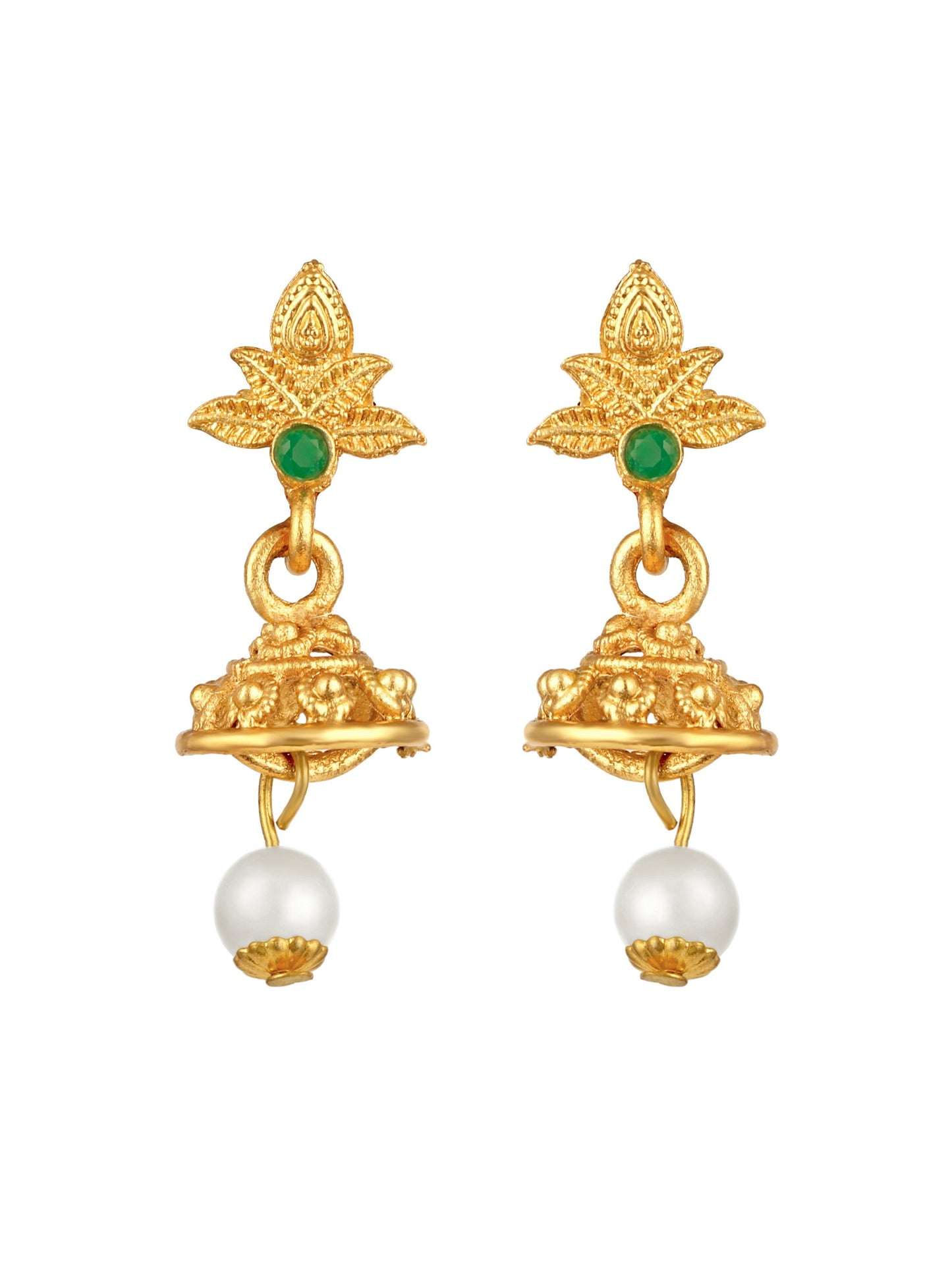 Gold Plating Multicolor American Diamonds Pearl  Jhumka Earring With Necklace Set