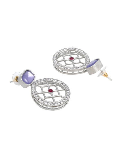 Rajwadi Style Matte Silver Plated Purple Stone Studded Jewellery Set