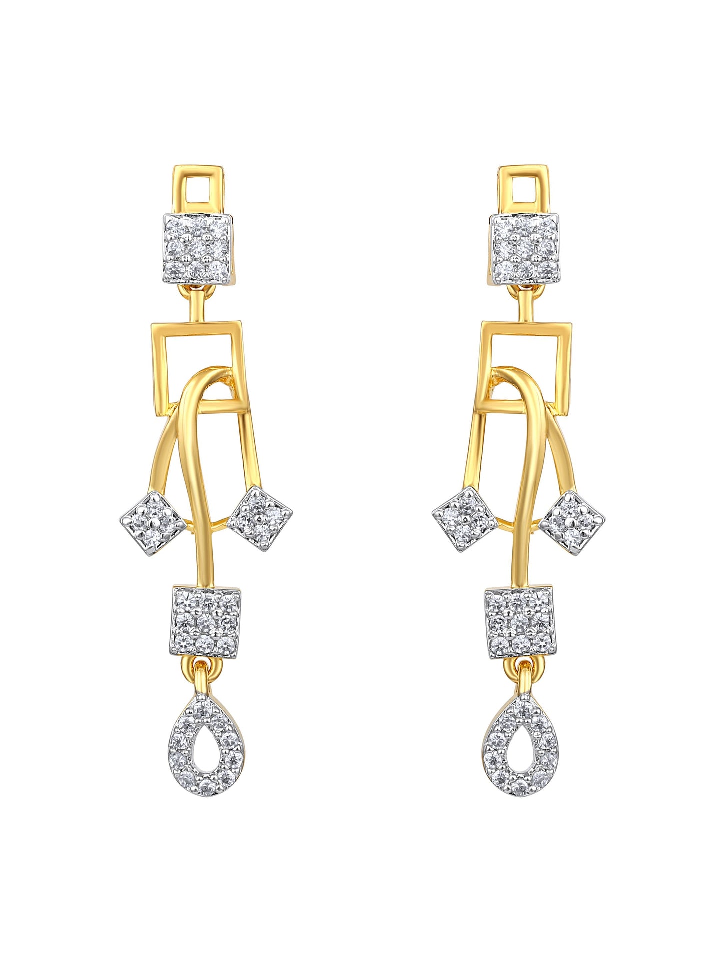 Gold-Plated Cubic Zirconia Necklace Set With Drop Earring