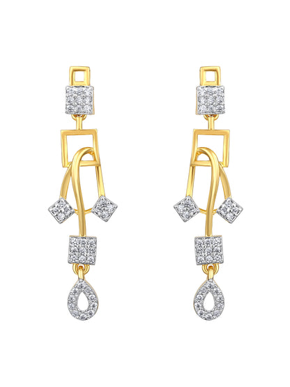 Gold-Plated Cubic Zirconia Necklace Set With Drop Earring