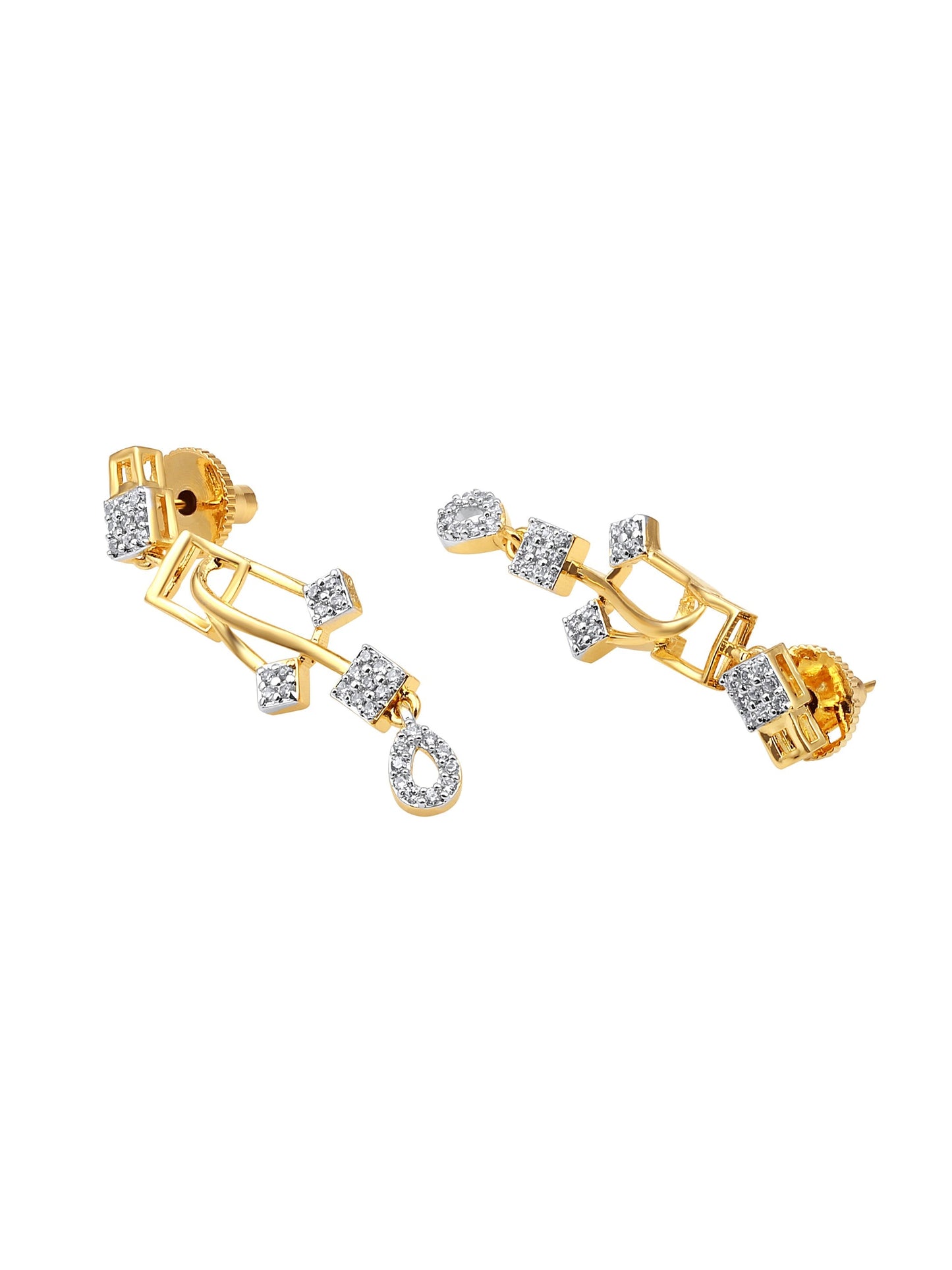 Gold-Plated Cubic Zirconia Necklace Set With Drop Earring