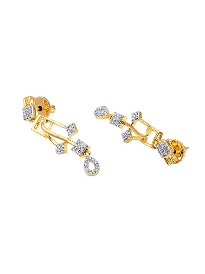 Gold-Plated Cubic Zirconia Necklace Set With Drop Earring