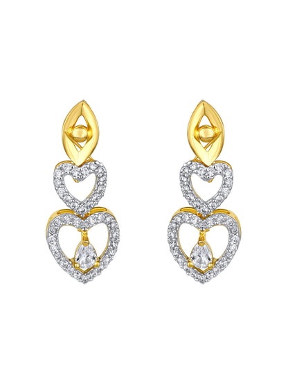 Gold-Plated Cz American Diamond Necklace Set With Drop Earring
