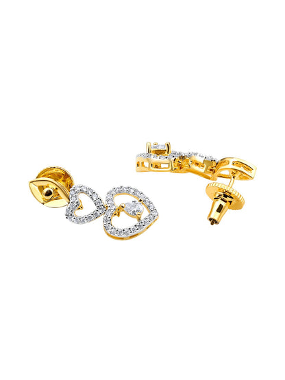 Gold-Plated Cz American Diamond Necklace Set With Drop Earring