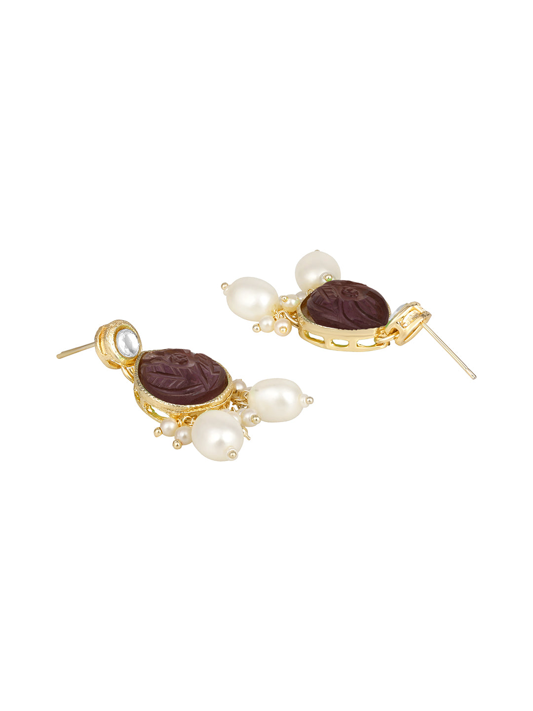 Wine Gold Plated Beaded & Artificial Stone Studded Choker Jewellery Set