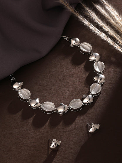 Rhodium Plated Choker Jewellery Set
