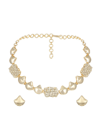 Contemporary Matte Gold Plated Choker Jewellery Set