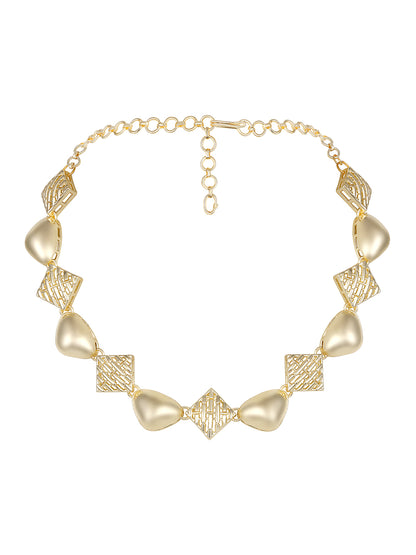 Contemporary Matte Gold Plated Choker Jewellery Set