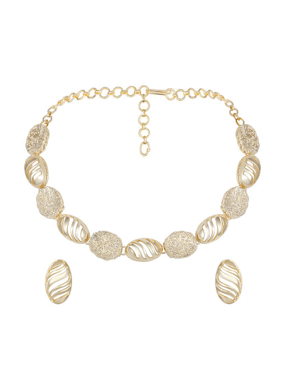 Contemporary Matte Gold Plated Choker Jewellery Set