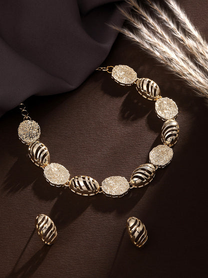 Contemporary Matte Gold Plated Choker Jewellery Set