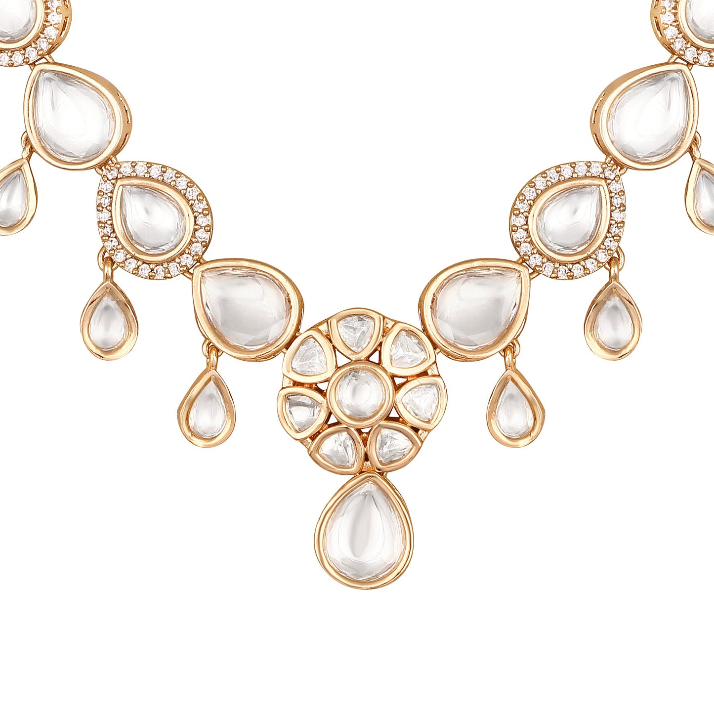 Carat Gold Plated Kundan Necklace Set  With Dangle Earring