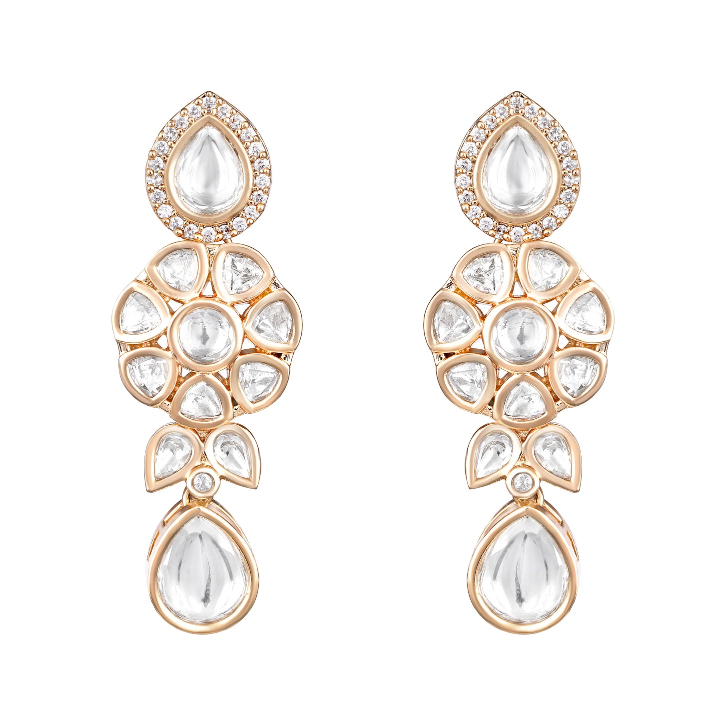 Carat Gold Plated Kundan Necklace Set  With Dangle Earring