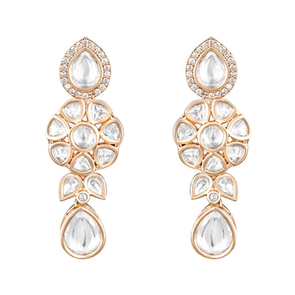 Carat Gold Plated Kundan Necklace Set  With Dangle Earring