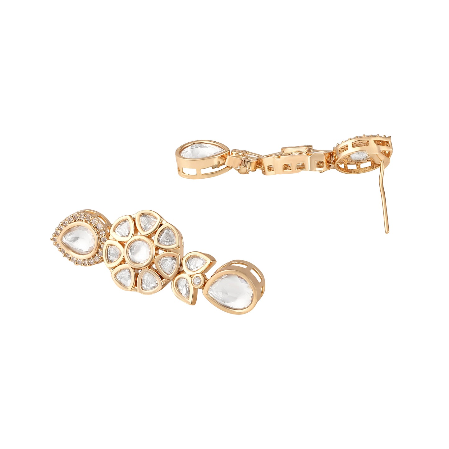 Carat Gold Plated Kundan Necklace Set  With Dangle Earring