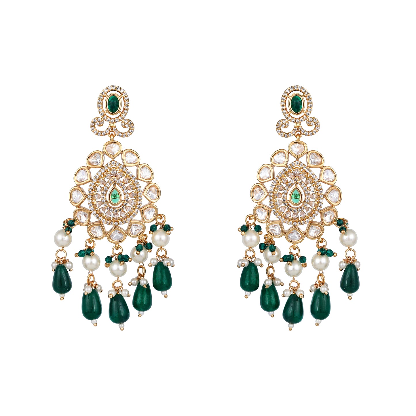 Carat Gold Plated Kundan Necklace Set  With Dangle Earring