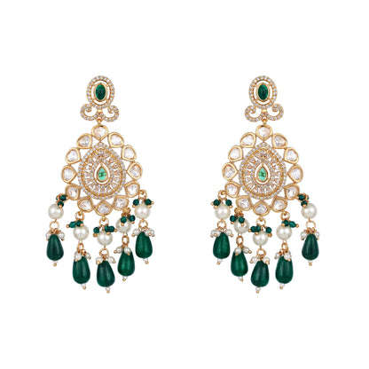 Carat Gold Plated Kundan Necklace Set  With Dangle Earring