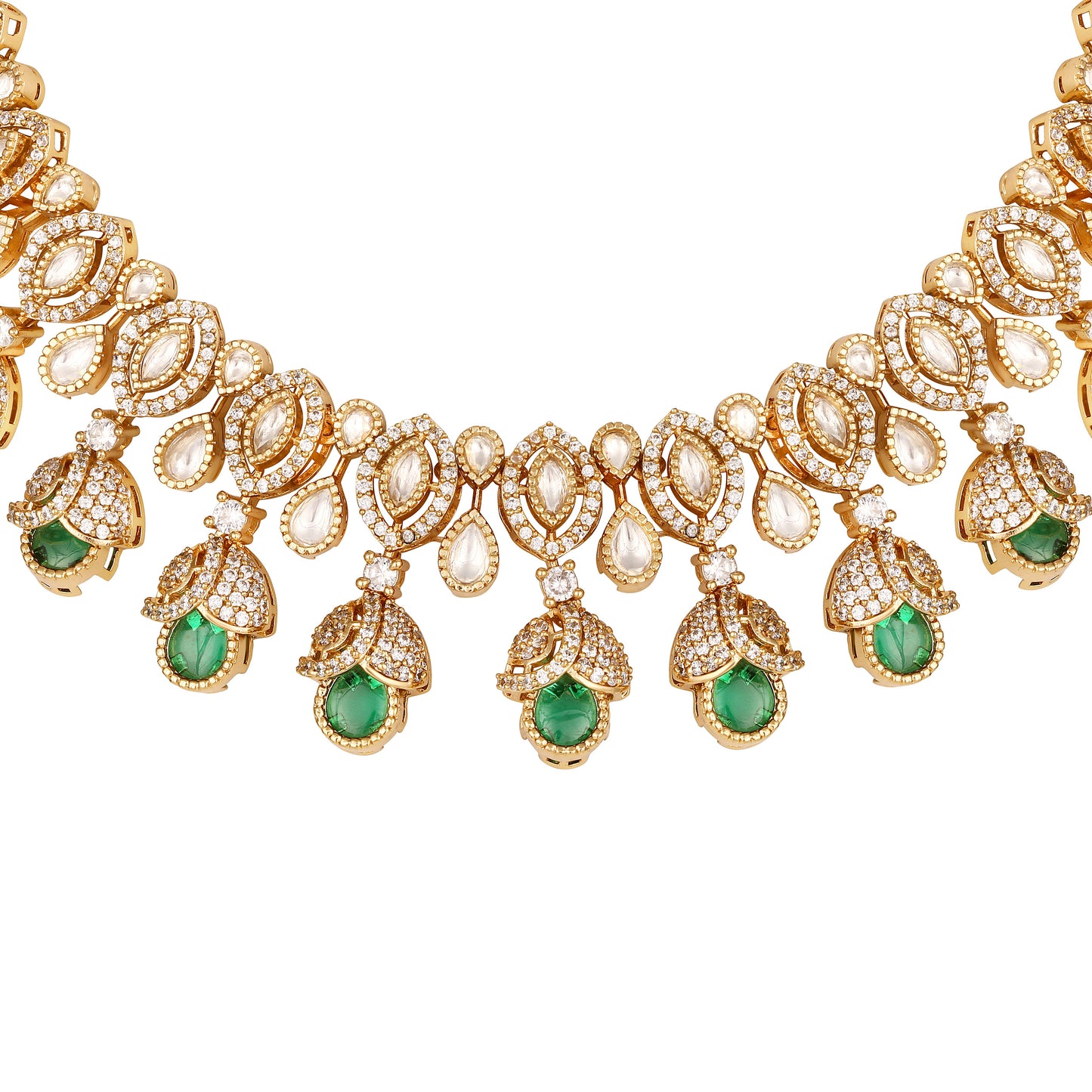 Carat Gold Plated Kundan Necklace Set  With Dangle Earring