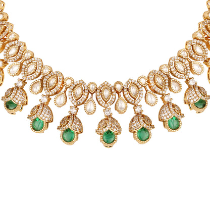 Carat Gold Plated Kundan Necklace Set  With Dangle Earring