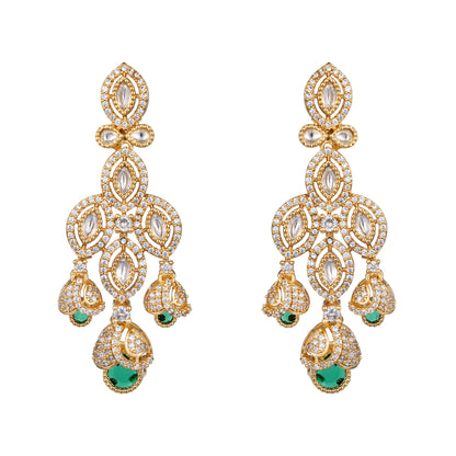 Carat Gold Plated Kundan Necklace Set  With Dangle Earring