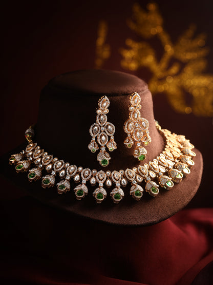 Carat Gold Plated Kundan Necklace Set  With Dangle Earring