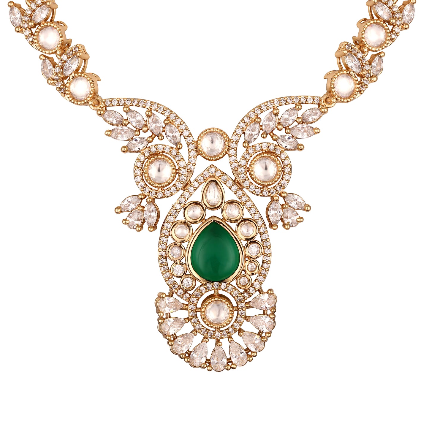 Carat Gold Plated Kundan Necklace Set  With Dangle Earring