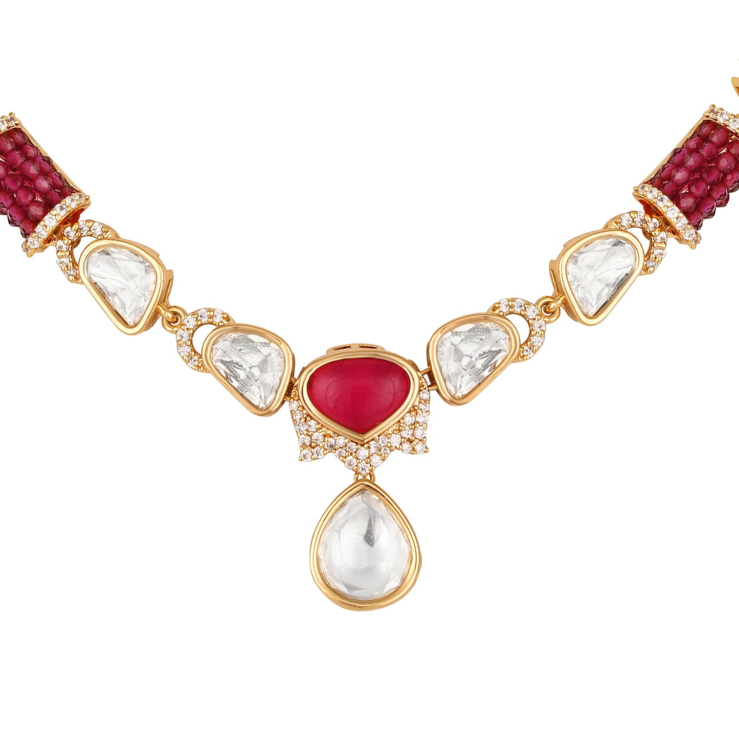 Carat Gold Plated Kundan Necklace Set  With Dangle Earring