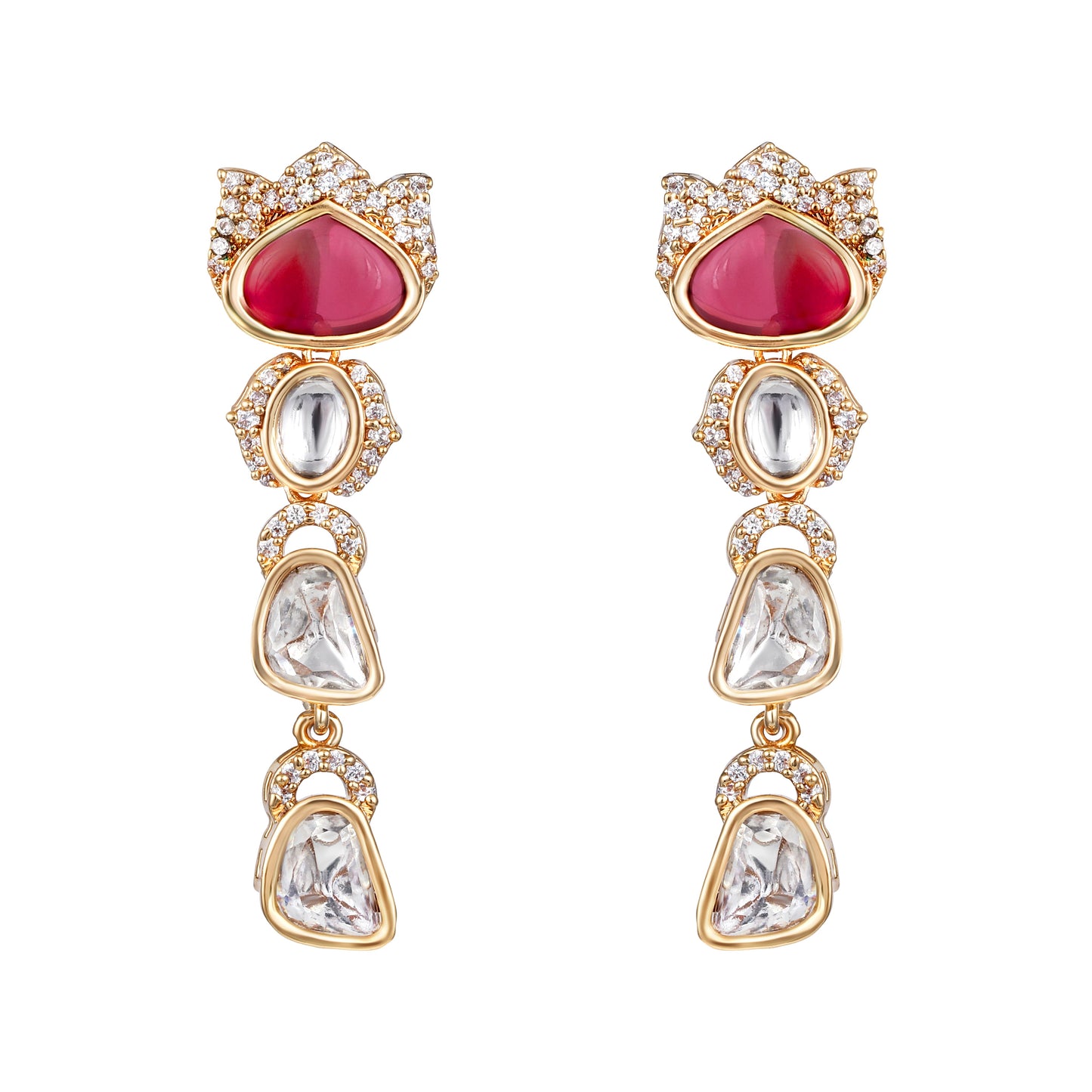 Carat Gold Plated Kundan Necklace Set  With Dangle Earring