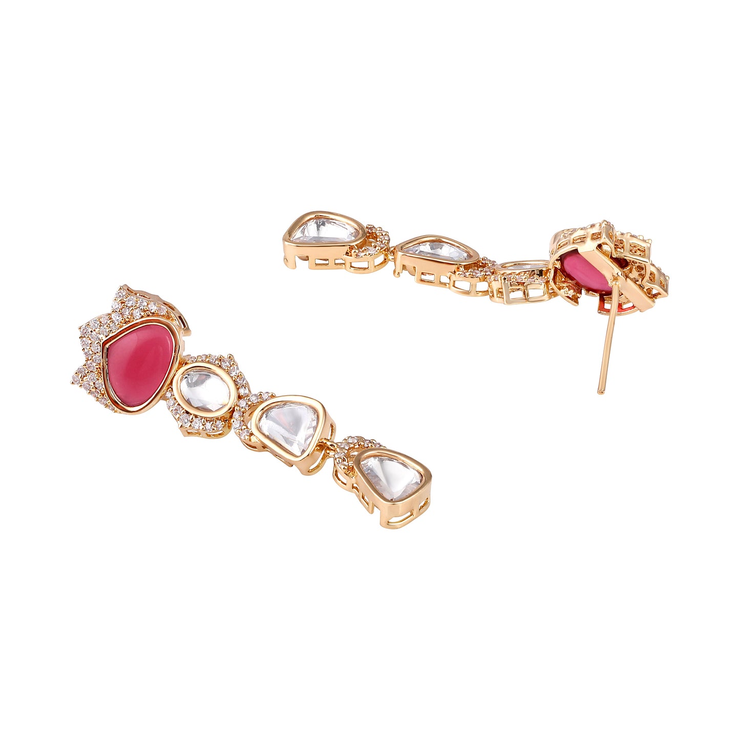 Carat Gold Plated Kundan Necklace Set  With Dangle Earring