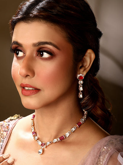 Carat Gold Plated Kundan Necklace Set  With Dangle Earring