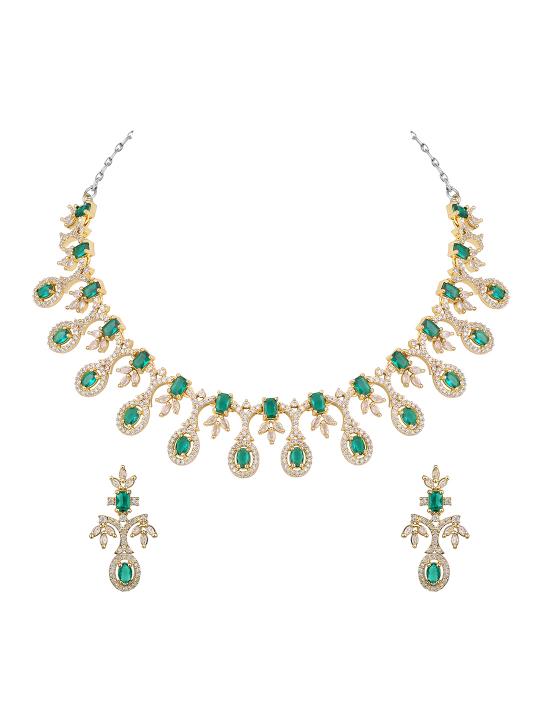 Elegant Emerald Green & Gold-Plated Asmitta Jewellery Set