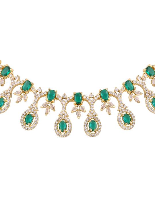 Elegant Emerald Green & Gold-Plated Asmitta Jewellery Set