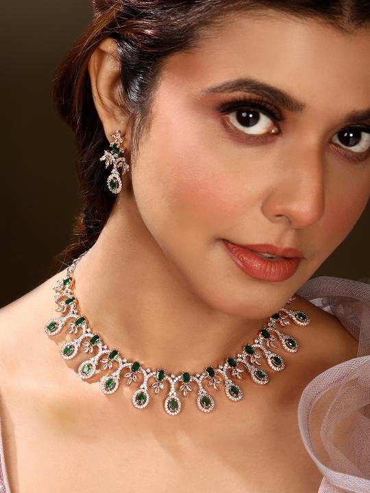 Elegant Emerald Green & Gold-Plated Asmitta Jewellery Set