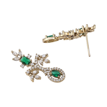 Rhodium  Mehandi Plating Cz American Diamond Necklace Set  With Dangle Earring