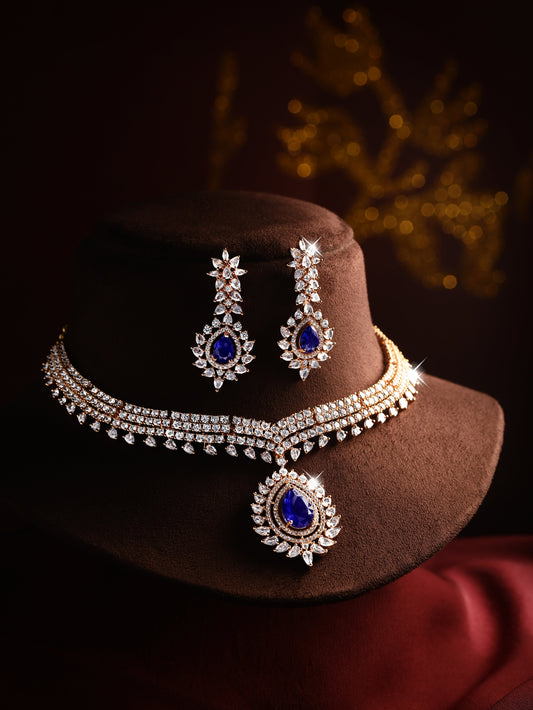 Multicolor Cz American Diamond Caret Plating Dangle Earring